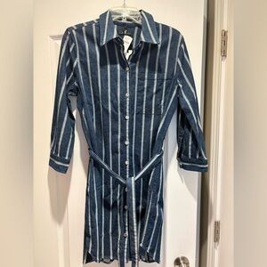 7 For All Mankind  Indigo Striped Jean Dress